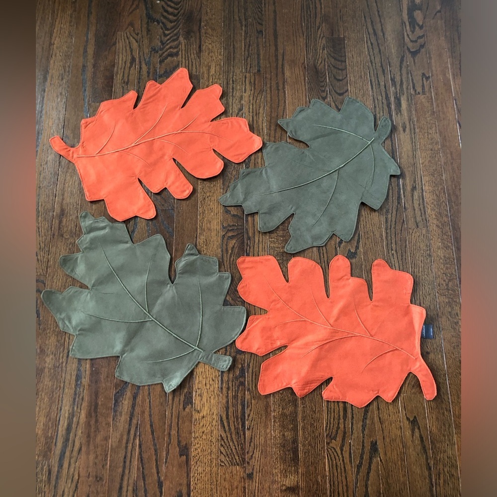 Croft & Barrow 4-Piece Burnt Orange/Green Leaves Cut-Out Microsuede Placemats